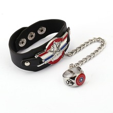 Superheros Captain America Punk Leather Bracelets Fashion jewelry Hip Hop Accessories Charm Bracelets One set HF11952 2024 - buy cheap