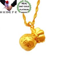 OMHXFC Wholesale European Fashion Woman Unisex Party Birthday Wedding Gift Lucky Fortune Bag 24KT Real Gold Charm Pendant PN183 2024 - buy cheap