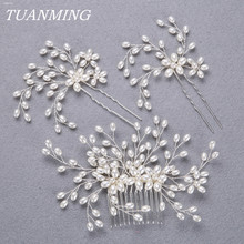 3 Pcs/Pack Pearl Hair Comb With Hairpins For Bride Wedding Hair Jewlry Wedding Hair Comb Bridal Pearl Hair Accessories 2024 - buy cheap