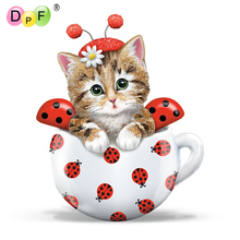 DPF 5D Round full Diamond painting Cross Stitch red ladybug cat diamond Mosaic Diamond Embroidery Needlework home decor crafts 2024 - buy cheap