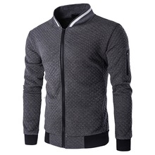Casual Men's Bomber Jacket Autumn New Mens Diamond Lattice Contrast Color Baseball Jacket Male Solid Color Stand Collar Outwear 2024 - buy cheap