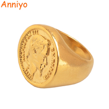 Anniyo Новое турецкое монетное кольцо золотого цвета и медное металлическое кольцо для женщин/мужчин, арабские турецкие свадебные Большие кольца, ювелирные подарки #097106 2024 - купить недорого