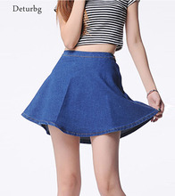 Women's Korean Style Mini Jeans Skirt 2020 Spring Autumn Ladies Casual High Waist Denim Blue Zipped Skirts saia feminina SK108 2024 - buy cheap