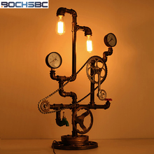 BOCHSBC Water Pipe Desk Lamp Light for Bedroom Study Room Bar Iron Loft Table Lights with Axl Chain Decorative Lamps Luz de mesa 2024 - buy cheap