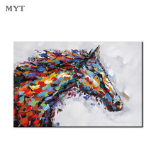 Wall art handmade modren abstract colorful horse head oil painting on canvas pictures for living room bed room home decoration 2024 - buy cheap
