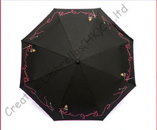 5 times black coating 100%sunscreen UPF>50+ parasol three fold auto open&auto close windproof London night/butterflies umbrella 2024 - buy cheap