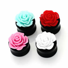 Acrylic Rose Flower Ear Plugs Tunnel Gauges Piercing Earring Expander Stretchers Body Piercing Jewelry 8-22mm mix size 4 colors 2024 - buy cheap