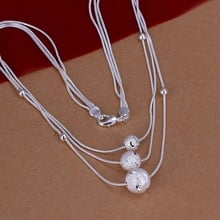 925 jewelry silver plated Necklace, silver Necklace Pendant Triple Lines Of Beans Necklace N220 /CNZGRWLL XHQZRQZL 2024 - buy cheap