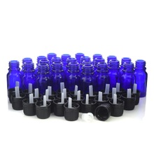 24pcs 1/3 Oz 10ml Empty Cobalt blue Glass Bottle Vial with euro dropper black tamper evident cap for essential oils aromatherapy 2024 - buy cheap