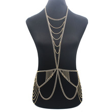 New Sexy Punk Multilayer Gold  Long Tassel Body Chain Necklace Fashion Women Bikini Harness Beach Jewelry BY219 2024 - buy cheap