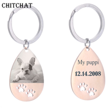 Personalized Customized Photo Engrave Dog Tag Keychains Stainless Steel Water Drop Keepsake Key Chains For Gifts 2024 - buy cheap