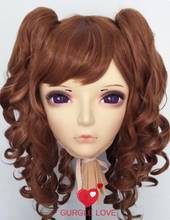 (GL89)Female Sweet Girl Resin Half Head Kigurumi BJD Eyes Crossdress Cosplay Japanese Anime Role Lolita Mask With Fairy Ear 2024 - buy cheap