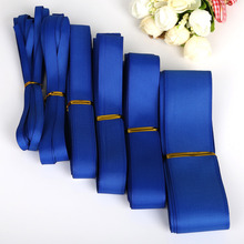 Lazo de grogrén azul, cinta de decoración para fiesta de boda, papel de regalo, Navidad, 5 yardas/lote, 7, 10, 15, 20, 25 y 38mm 2024 - compra barato