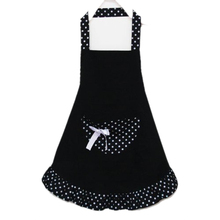 Hot! Cotton Polka Dot Pattern Working Chefs Kitchen Cooking Cook Women's Bib Apron with Bowknots Pockets Design Black 2024 - buy cheap