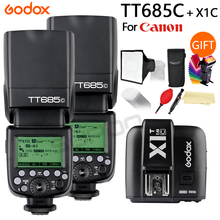 Godox-transmisor inalámbrico TT685, TT685C, 2,4G, TTL, sincronización de alta velocidad, 1/8000s, GN60 Flash Speedlite + X1T-C para cámara Canon DSLR, 2 uds. 2024 - compra barato