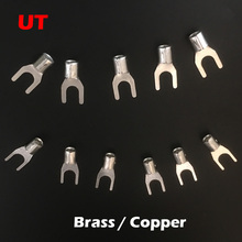 UT4-4 UT4-5 UT4-6 UT4-8 u tipo forquilha de bronze cobre lug splice fio cabo não isolado frio imprensa conector friso terminal 2024 - compre barato