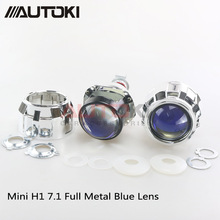 Autoki-mini projetor de farol de carro, 2.5 polegadas, hid, bi-xenon, lente azul, retrofit, faça você mesmo, lâmpada h1, uso 2024 - compre barato