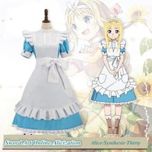 Anime! Sword Art Online Alicization Alice Synthesis Thirty Maid Dress Lovely Lolita Uniform Cosplay Costume Halloween Free Ship 2024 - buy cheap