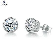 DAN'S ELEMENT Classic Crown princess Cubic Zirconia Silver Color Stud Earrings Fashion Wedding Party Jewelry Wholesale DEE848 2024 - buy cheap