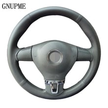 GNUPME Artificial Leather Hand-Stitched Black Car Steering Wheel Cover for Volkswagen Lavida Gran VW Lavida Touran Tigua Golf 2024 - buy cheap