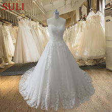 HW102-vestido de novia con encaje, prenda de vestir de novia con escote en forma de corazón, línea A 2024 - compra barato
