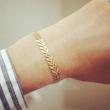 Gold Color Metal Arrow Bracelets & Bangles for Women Punk Leaves Chain Sequin Bracelet Fishbone Airplane Flat Chain jewelry 2024 - buy cheap