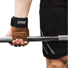 Luva de levantamento de peso, bandagem para pulso, protetor de palma de couro para barra, haltere, equipamento fitness para academia 2024 - compre barato