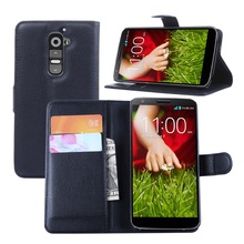 For LG G2 Cyboris cover For LG G2 D802 Case Flip Lichee Holster PU Leather with card slot holders stand function 2024 - buy cheap
