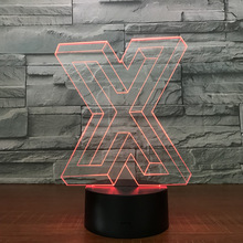 Letter X Shape 3D USB Touch Night Light High Transmittance Acrylic Pane Funny Table Lamp Changeable Colors Decor LED Lamp 2024 - buy cheap
