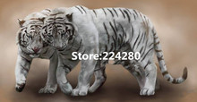 Needlework.embroidery,DIY 16CT 14CT Unprinted Two white tiger animal forest king Cross stitch kits Cross-Stitching decor crafts 2024 - buy cheap