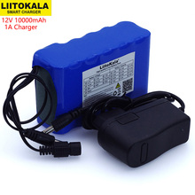 Liitokala 12V 10Ah 18650 li-lon аккумулятор 10000mAh с BMS плата защиты цепи DC 5,5*2,1 мм + 12,6 V 1A зарядное устройство 2024 - купить недорого