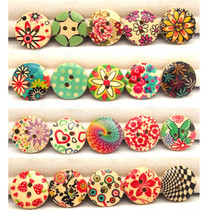 2cm Floral Painting Sewing Wooden Buttons Scrapbooking DIY Garment Accessories 100 pcs Free Shipping 2024 - buy cheap