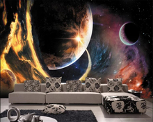 Papel de parede personalizado 3d, mural universo, planetas, espaço exterior, plano de fundo, tv, decoração de casa 2024 - compre barato