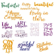 Letras feliz life é bom corte de metal, estêncil para faça você mesmo, scrapbooking, gravação, álbum de fotos, decoração, cartão, artesanato, corte diy 2024 - compre barato