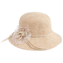 Chapéu de sol de linho feminino, moda de verão, floral, aba larga, dobrável, para praia, viagem, sólido, proteção uv, 2019 2024 - compre barato
