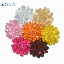 40pcs/lot 3.5'' Metallic Rolled Chiffon Flower With Hair Clip Fashion Headwear Accessories You Pick Color TH262 2024 - buy cheap