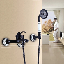 wholesale Black Oil Rubbed Solid brass wall mounted bathroom shower faucet with handheld showers Faucet 3-functions Mixer Valve 2024 - buy cheap