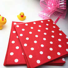 Ynaayu 20pcs/set Napkins Red Dot Paper Napkin 33*33cm Disposable Tableware 100% Nature Wood For Party Supples 2024 - buy cheap
