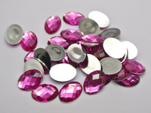 100 peças bichos de acrílico sem furos strass oval rosa quente com parte traseira plana roupas diy sem furo 2024 - compre barato