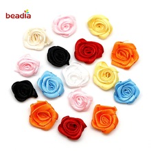 25pcs/lot Dia 2cm Multicolor Satin Ribbon Rose Flower For DIY Wedding Decoration Appliques Craft Accessories 2024 - buy cheap