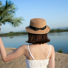 Senhora chapéu de palha velejador Velejador gorras sol plana chapéu meninas arco Chapéus de verão Para As Mulheres Praia plana chapéu de palha panamá chapeau femme 2024 - compre barato