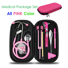 Pink Classic Medical Health Monitor Storage Case Kit and Stethoscope Otoscope Tuning Fork Reflex Hammer LED Penlight Torch Tool 2024 - buy cheap