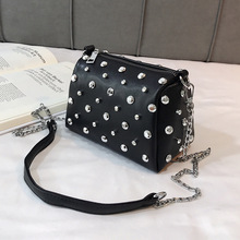 2022 New Girl Black Fashion Shoulder Bag Summer Lady Soft Leather Messenger Bag Chain Small Rivet Handbags A753 2024 - buy cheap