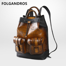 Men's Classic Italian Leather Backpack Multifunction Famous Brand Designer Daypack Vintage Laptop Travel Bag 2024 - buy cheap