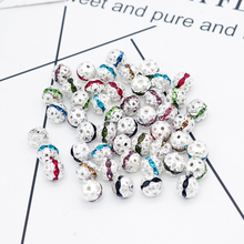 Cuentas espaciadoras de cristal para fabricación de joyas, abalorios de Metal chapado en plata de 8mm y 10mm, para collar y pendientes, DIY, 100 Uds. 2024 - compra barato