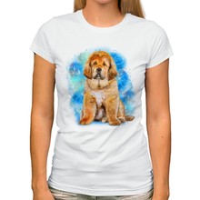 Camiseta feminina com estampa de cachorros, camiseta fofa de aquarela leonberg, nova marca casual branca de manga curta para mulheres 2024 - compre barato