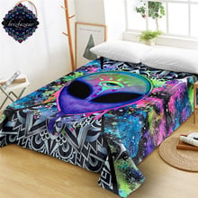 Trippy estrangeiro por brizbazaar folha de cama rei aquarela folha plana o terceiro olho colchas mandala saucerman drap de uma peça 2024 - compre barato