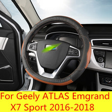 four seasons universal steering wheel cover interior Hand-stitched leather handlebar For Geely ATLAS Emgrand X7 Sport 2016-2018 2024 - buy cheap