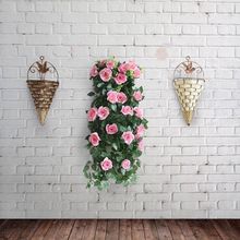 Cesta de flor de vime natural fixado na parede rattan pendurado pote plantervase caixas cesta decoração casa jardinagem 2024 - compre barato