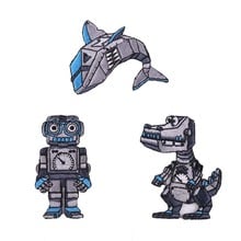 Robot dog Shark Patch Embroidery Iron On Patches For Clothing Decoration Sticker Sewing Accessories Applique Stripes For Clothes 2024 - buy cheap